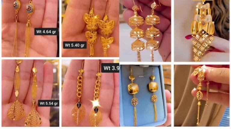 Gold Long Earring Designs with and price