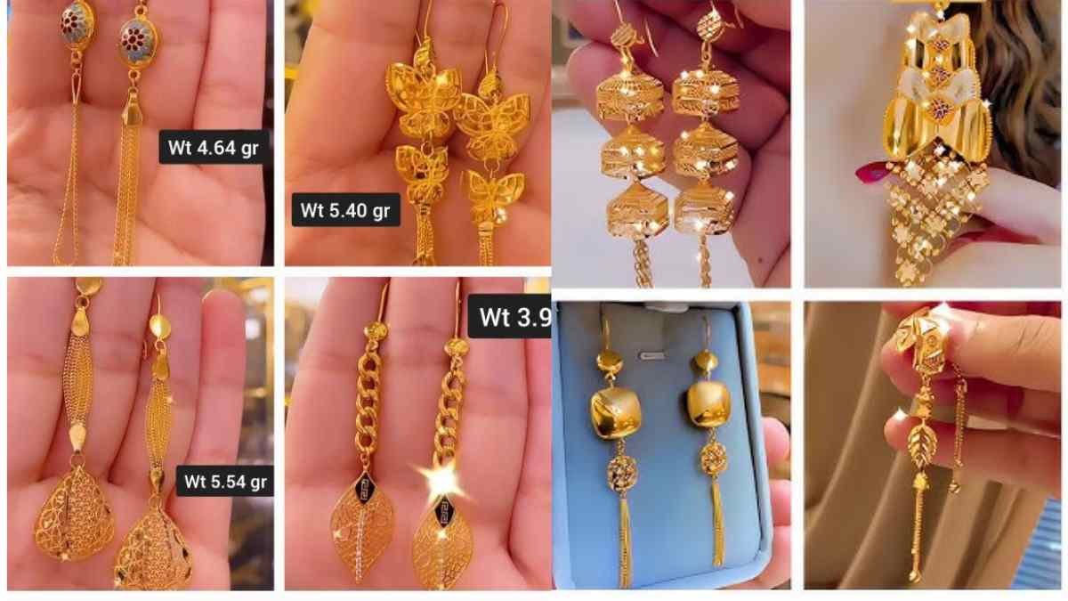 Gold Long Earring Designs with and price
