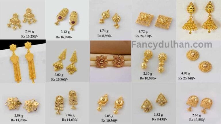 Gold Stud Earrings Designs for daily use with price