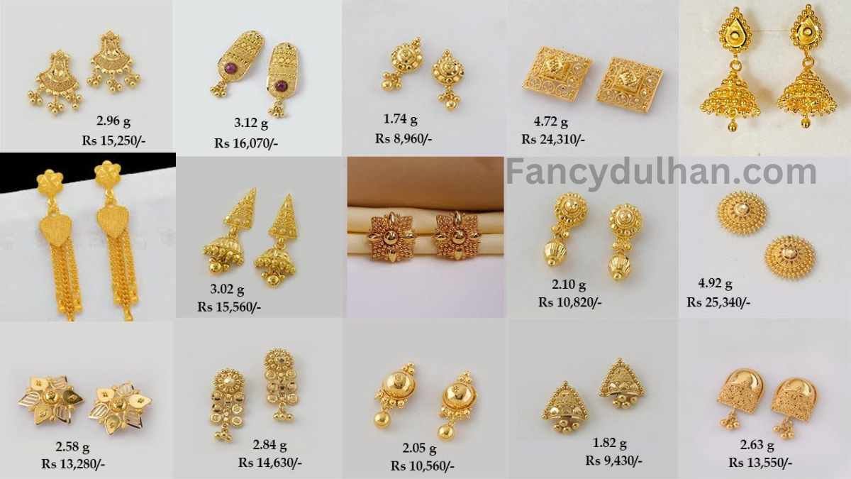 Gold Stud Earrings Designs for daily use with price