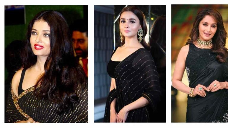 Celebs Inspired Black Sarees for Diwali 2025